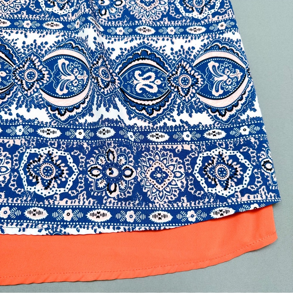 StitchFix THML blue floral and orange accent dress, S. - Picture 7 of 9